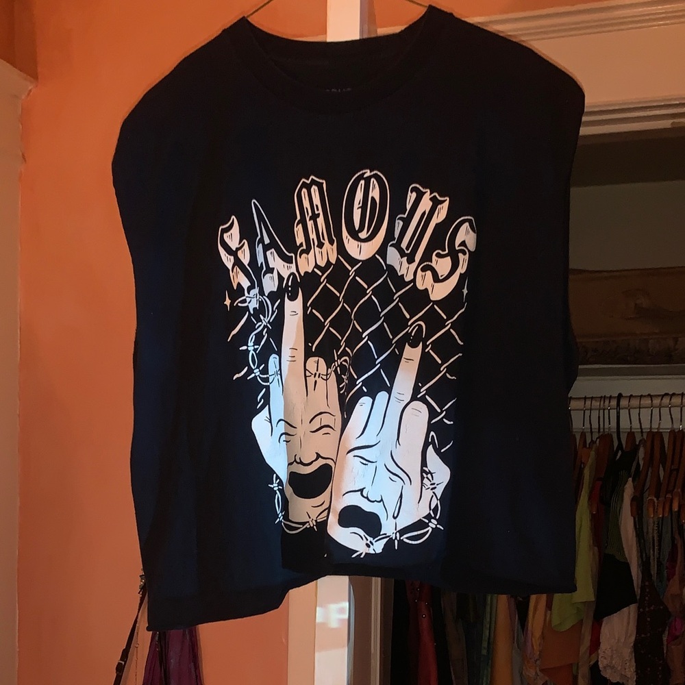 NAVY BLUE FAMOUS Y2K SKATER SHIRT